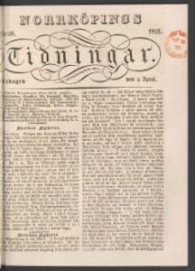 Norrköpings Tidningar Lördagen den 9 April 1831