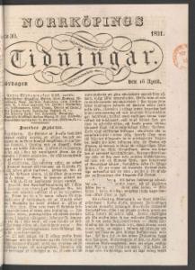 Sida 1 Norrköpings Tidningar 1831-04-16