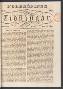 Norrköpings Tidningar Onsdagen den 18 Maj 1831