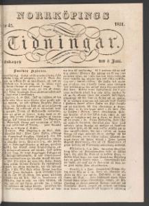 Norrköpings Tidningar Onsdagen den 8 Juni 1831