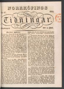 Norrköpings Tidningar Onsdagen den 15 Juni 1831