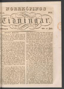 Norrköpings Tidningar Onsdagen den 20 Juli 1831