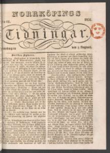 Norrköpings Tidningar Augusti 1831