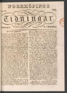 Sida 1 Norrköpings Tidningar 1831-09-07