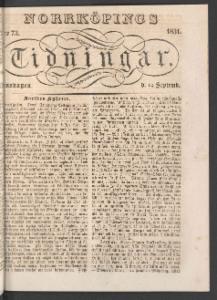 Norrköpings Tidningar Onsdagen den 14 September 1831