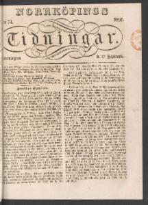 Norrköpings Tidningar Lördagen den 17 September 1831