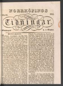 Norrköpings Tidningar Onsdagen den 12 Oktober 1831