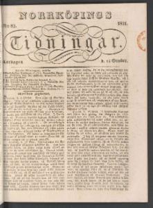 Norrköpings Tidningar Lördagen den 15 Oktober 1831