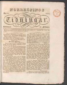 Sida 1 Norrköpings Tidningar 1832-02-04