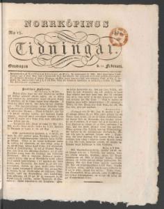 Sida 1 Norrköpings Tidningar 1832-02-22