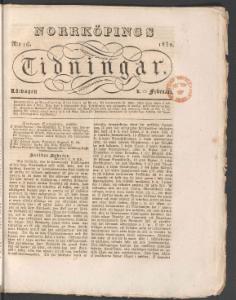 Sida 1 Norrköpings Tidningar 1832-02-25
