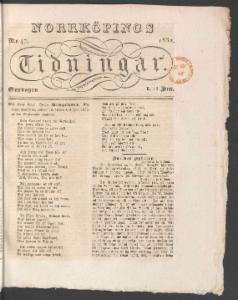Norrköpings Tidningar Onsdagen den 13 Juni 1832