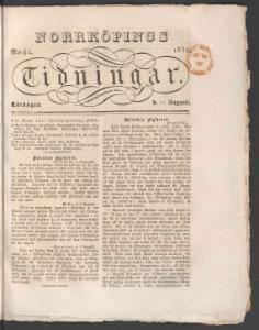 Sida 1 Norrköpings Tidningar 1832-08-11