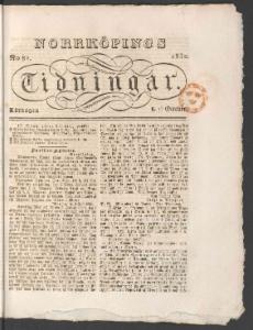 Norrköpings Tidningar Lördagen den 13 Oktober 1832