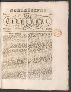 Norrköpings Tidningar Onsdagen den 31 Oktober 1832