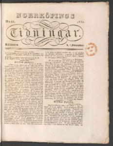 Norrköpings Tidningar Lördagen den 3 November 1832