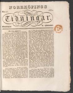 Norrköpings Tidningar Onsdagen den 21 November 1832
