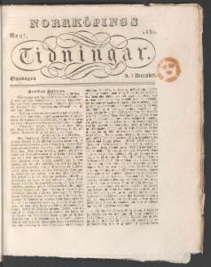 Sida 1 Norrköpings Tidningar 1832-12-05