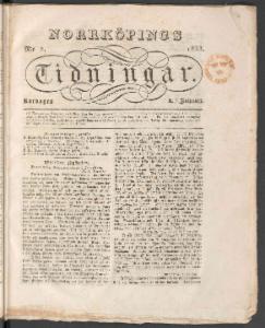Norrköpings Tidningar Torsdagen den 3 Januari 1833