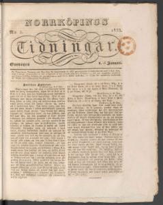 Norrköpings Tidningar Onsdagen den 16 Januari 1833