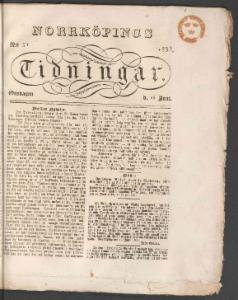 Sida 1 Norrköpings Tidningar 1833-06-26