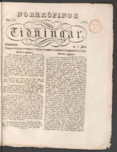 Sida 1 Norrköpings Tidningar 1833-07-10