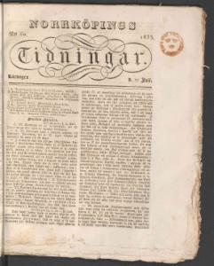 Sida 1 Norrköpings Tidningar 1833-07-27