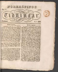 Sida 1 Norrköpings Tidningar 1833-07-31