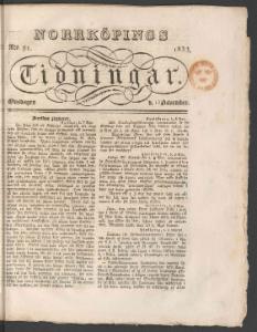 Norrköpings Tidningar Onsdagen den 13 November 1833
