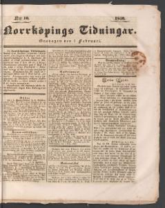 Norrköpings Tidningar Onsdagen den 5 Februari 1840