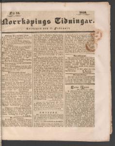 Norrköpings Tidningar Lördagen den 15 Februari 1840