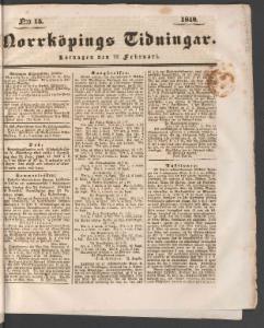 Norrköpings Tidningar Lördagen den 22 Februari 1840