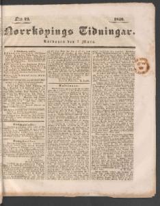 Norrköpings Tidningar Lördagen den 7 Mars 1840