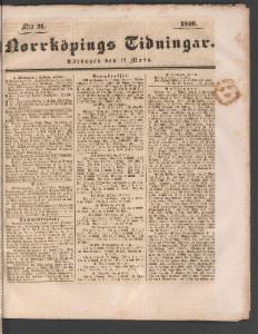 Norrköpings Tidningar Lördagen den 14 Mars 1840
