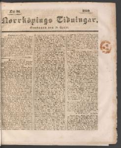 Sida 1 Norrköpings Tidningar 1840-04-29
