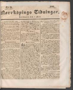 Norrköpings Tidningar Maj 1840