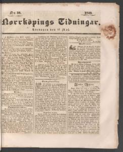 Sida 1 Norrköpings Tidningar 1840-05-16