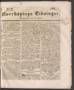 Sida 1 Norrköpings Tidningar 1840-05-27