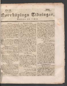 Sida 1 Norrköpings Tidningar 1840-06-10