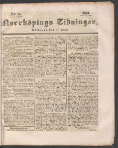 Norrköpings Tidningar Lördagen den 13 Juni 1840