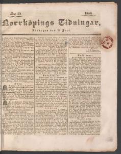 Sida 1 Norrköpings Tidningar 1840-06-20