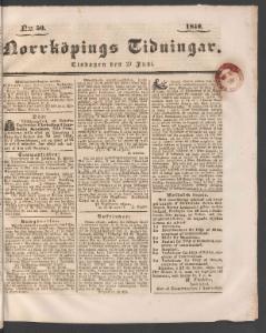 Sida 1 Norrköpings Tidningar 1840-06-23