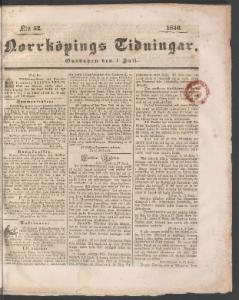 Norrköpings Tidningar Juli 1840
