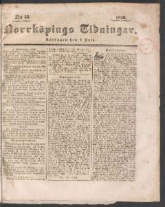 Norrköpings Tidningar Lördagen den 4 Juli 1840