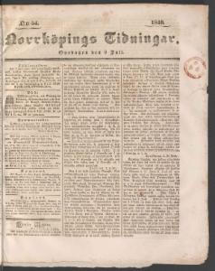 Sida 1 Norrköpings Tidningar 1840-07-08