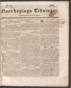 Sida 1 Norrköpings Tidningar 1840-07-22