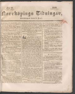 Sida 1 Norrköpings Tidningar 1840-07-25