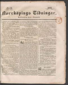 Norrköpings Tidningar Augusti 1840