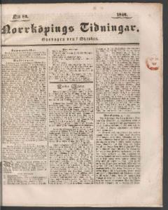 Sida 1 Norrköpings Tidningar 1840-10-07