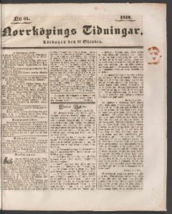 Sida 1 Norrköpings Tidningar 1840-10-10